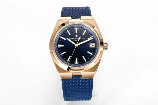PPF Overseas 4500V, blue dial, rose gold-tone case, blue rubber strap