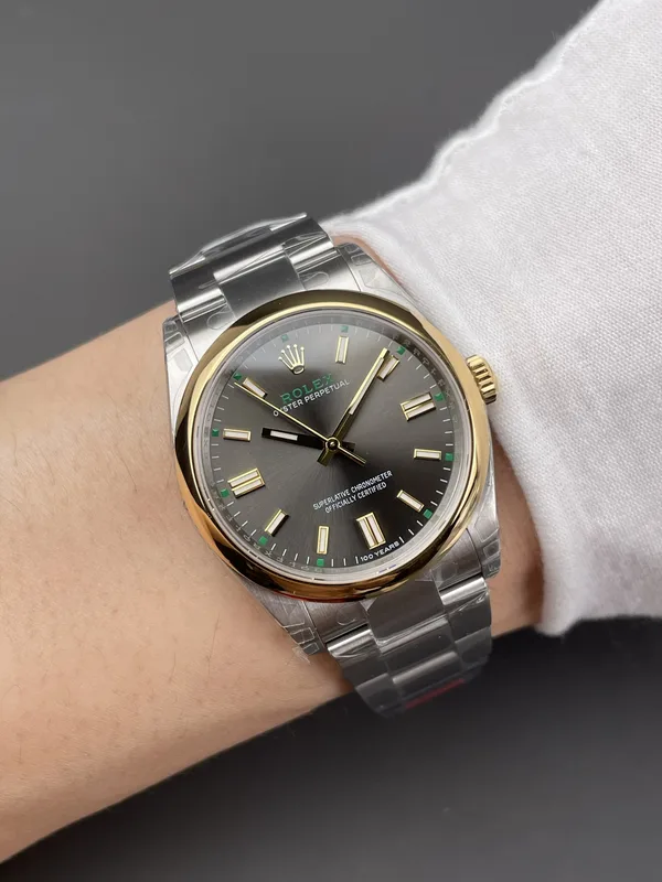 VSF Oyster Perpetual 100 Years, 36 mm version, slate dial, two-tone, on the wrist
