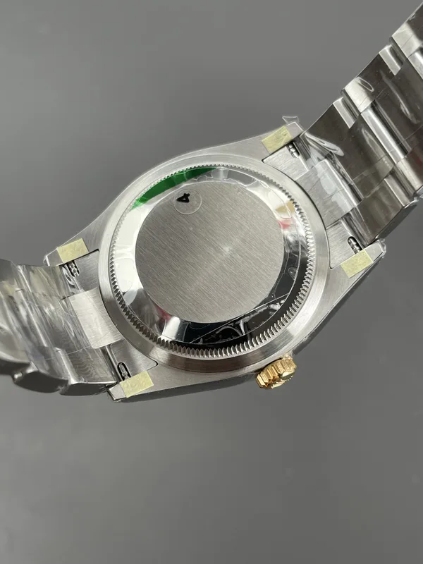 VSF Oyster Perpetual 100 Years, 36 mm version, slate dial, two-tone, caseback, angled