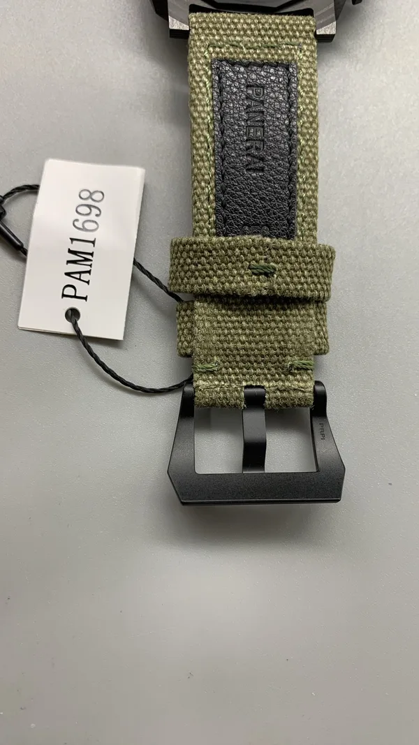 VSF Submersible Marina Militare PAM1698, carbon case, green gradient dial, strap and buckle, inside