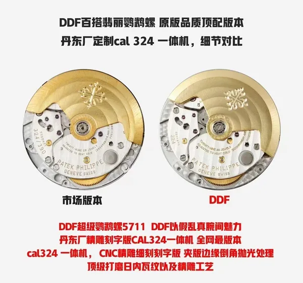 DDF Nautilus 5711/1A, factory comparison poster, movement and rotor