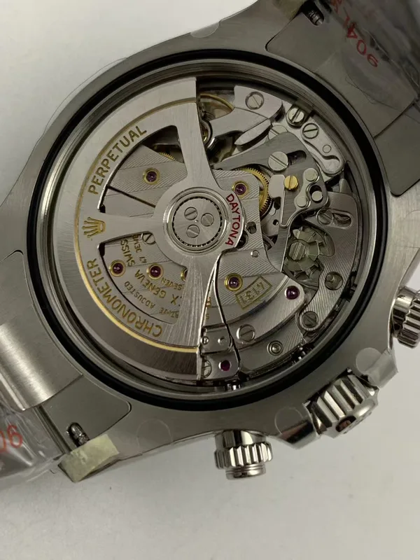RW Factory Daytona 126500LN Panda, white dial, movement, angled