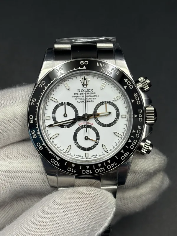 RW Factory Daytona 126500LN Panda, white dial, front view