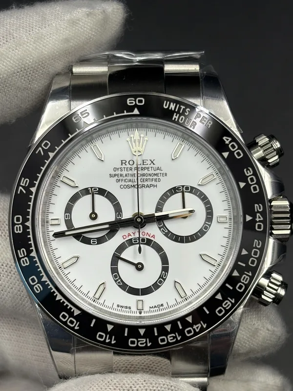 RW Factory Daytona 126500LN Panda, white dial, dial and pushers
