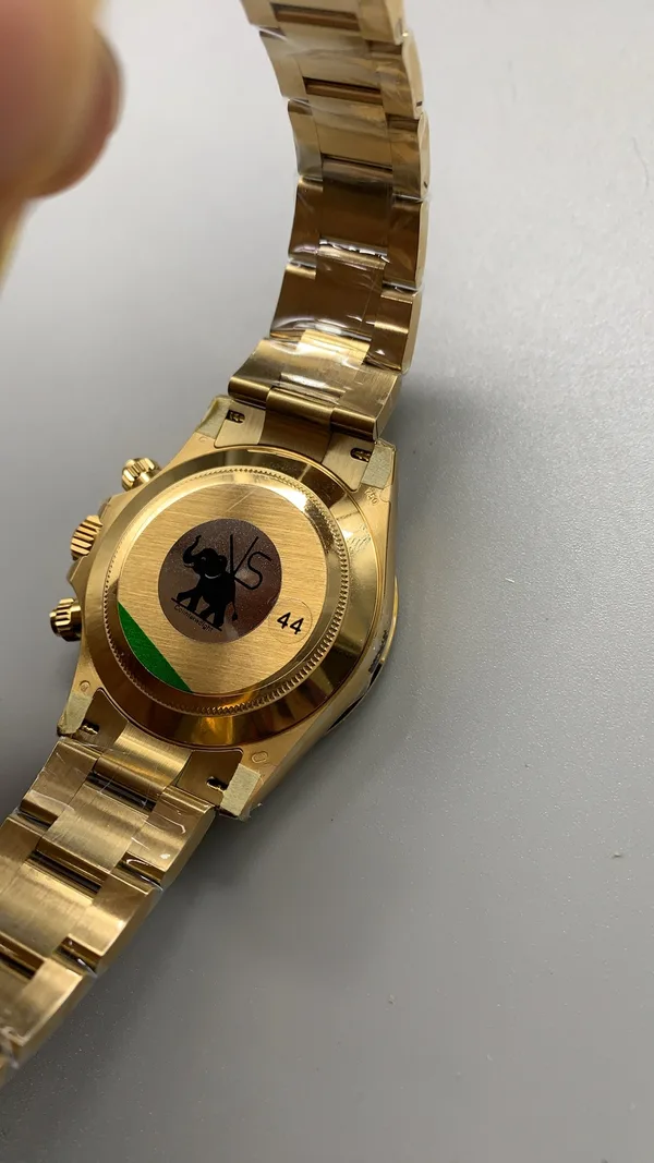 VSF Daytona 116508, green dial, yellow-gold-tone case, caseback